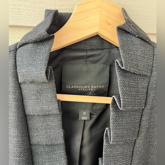 Classiques Entier Atelier | Grey Wool Blend Pleated Ruffle Trim Jacket size 10 - Picture 4 of 10